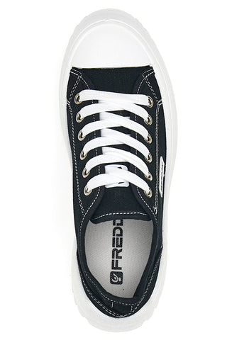 Schwarze Sneakers mit Plateau Freddy 7601