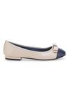 Beige Ballerinas mit blauer Spitze The First 629211