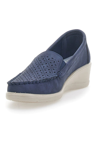 Marineblaue Keil-Loafer von Prima Riga 4320
