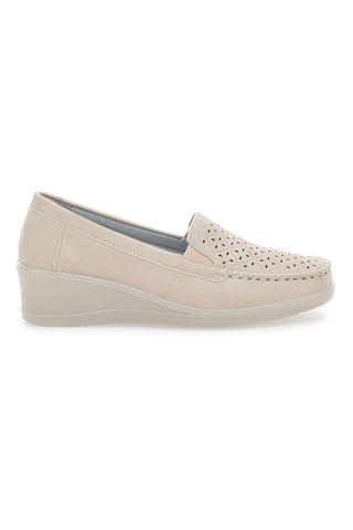 Mocassini con Zeppa Beige Prima Riga 4320