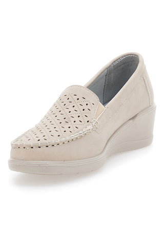 Mocassini con Zeppa Beige Prima Riga 4320