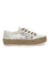 Weiße und beige Sneakers mit gestickter Textur und Flatform Energy 122