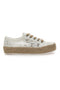 Weiße und beige Sneakers mit gestickter Textur und Flatform Energy 122