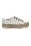 Weiße und beige Sneakers mit gestickter Textur und Flatform Energy 131