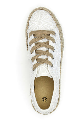 Weiße und beige Sneakers mit gestickter Textur und Flatform Energy 131