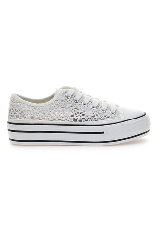 Weiße Sneakers mit gestickter Textur und Flatform Energy 108