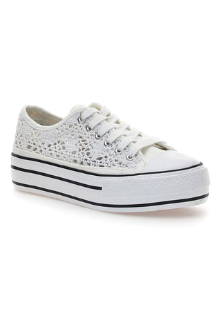 Weiße Sneakers mit gestickter Textur und Flatform Energy 108