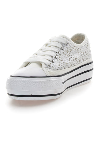 Weiße Sneakers mit gestickter Textur und Flatform Energy 108