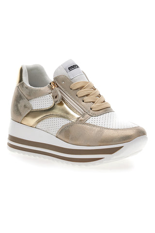 Weiß-goldene Sneakers mit Plateau Energy 40