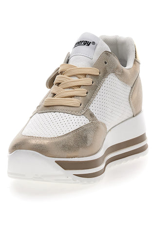 Weiß-goldene Sneakers mit Plateau Energy 40