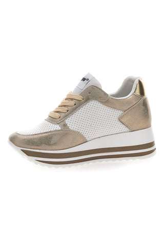 Weiß-goldene Sneakers mit Plateau Energy 40
