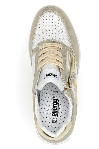 Weiß-goldene Sneakers mit Plateau Energy 40