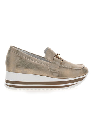 Mocassini Beige Con Morsetto Oro e Platform Energy 42
