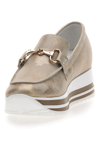 Mocassini Beige Con Morsetto Oro e Platform Energy 42