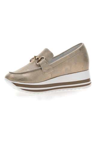 Mocassini Beige Con Morsetto Oro e Platform Energy 42
