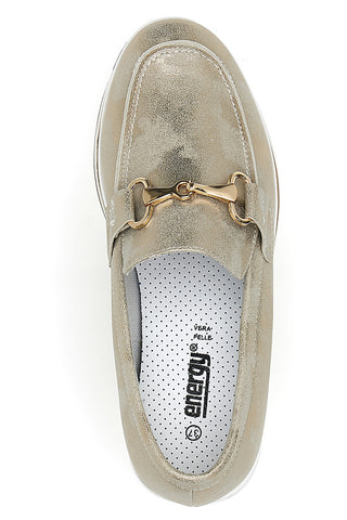 Mocassini Beige Con Morsetto Oro e Platform Energy 42