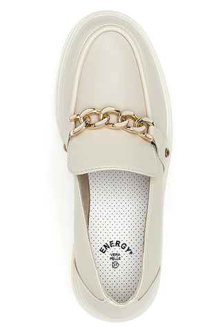 Beige Energy 1302 Mokassins mit Absatz