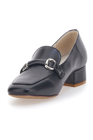 Schwarze Mokassins mit Absatz und quadratischer Spitze für Damen Energy 1400