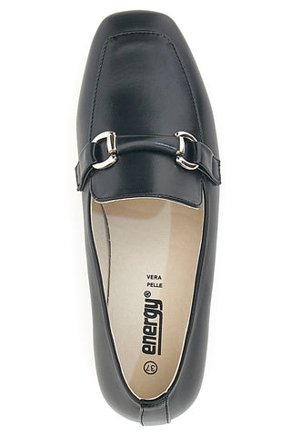 Schwarze Mokassins mit Absatz und quadratischer Spitze für Damen Energy 1400