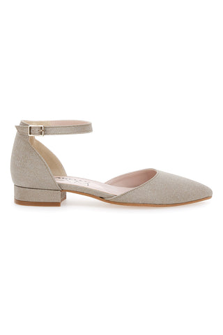 Platin-Ballerinas mit Pittarello Glam-Riemen 3885