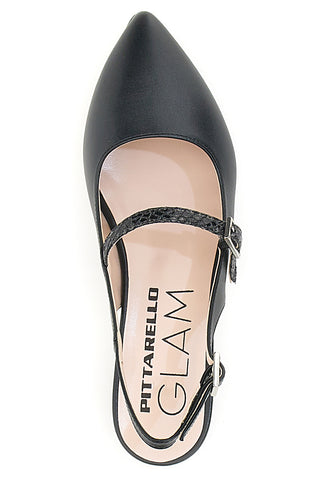 Pittarello Glam schwarze Slingback-Ballerinas 3888
