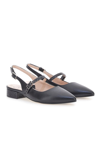 Pittarello Glam schwarze Slingback-Ballerinas 3888