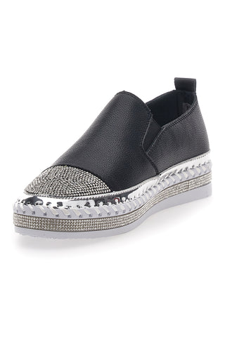 Sneakers Slip-On con Strass Nere Cafè Cost 23015