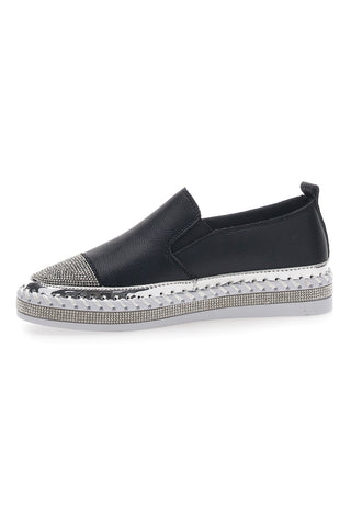 Sneakers Slip-On con Strass Nere Cafè Cost 23015