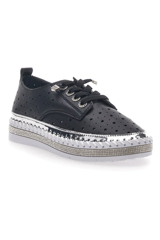 Schwarze Schnürschuhe mit Strasssteinen Cafè kosten 23011