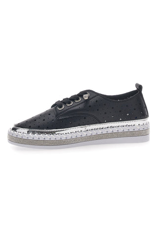 Scarpe Stringate Nere con Strass Cafè Cost 23011