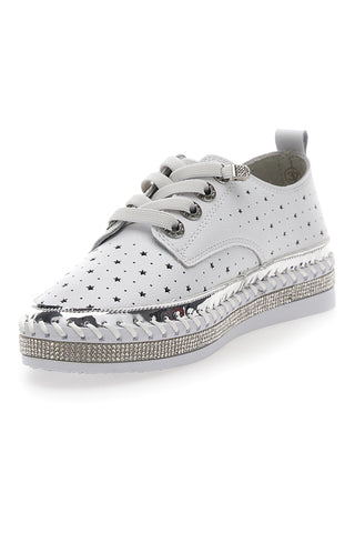 Weiße Schnürschuhe mit Strasssteinen Cafè kosten 23011