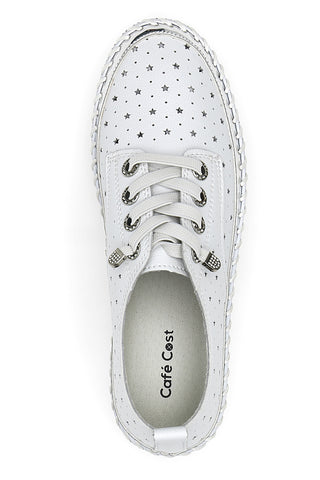 Scarpe Stringate Bianche con Strass Cafè Cost 23011