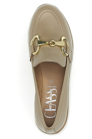 Biege-Mokassin aus echtem Leder mit PITTARELLO CLASS 4930-Detail