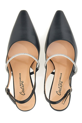 Décolleté Nere Slingback con Strass Pittarello Couture 8309