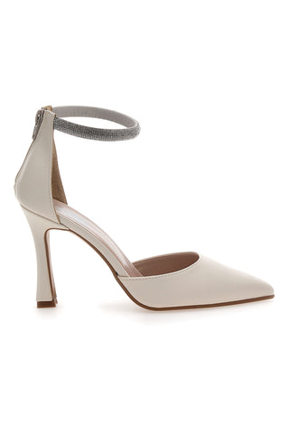 Cremefarbene Pumps mit Strassriemen Pittarello Love 709