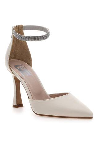 Cremefarbene Pumps mit Strassriemen Pittarello Love 709