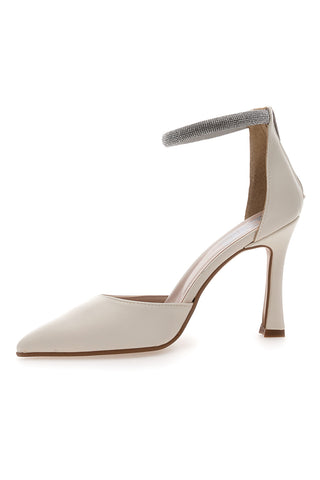Cremefarbene Pumps mit Strassriemen Pittarello Love 709