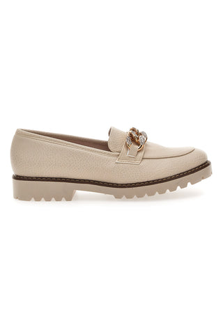 Cremefarbene Slipper mit Kette Pittarello Glam 3640