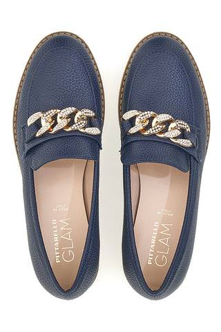 Mocassini Blu con Catenella Pittarello Glam 3640