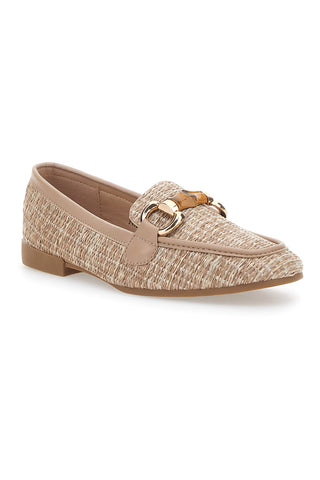 Khaki-Loafer mit goldenem Horsebit-Top First Lady 462