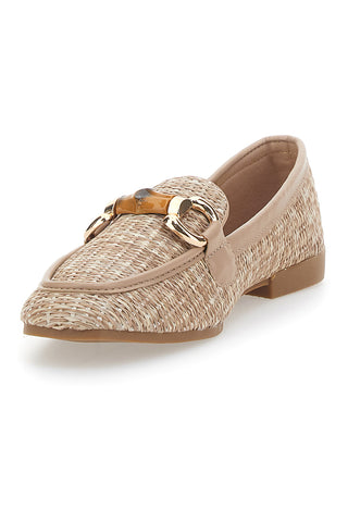 Khaki-Loafer mit goldenem Horsebit-Top First Lady 462