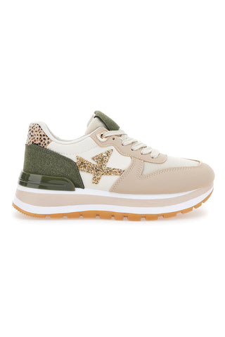 Sneakers Beige e Verdi con Platform Prima Riga 461