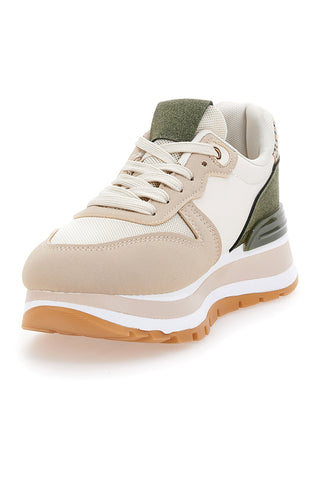 Beige und grüne Turnschuhe mit Prima Riga 461-Plattform