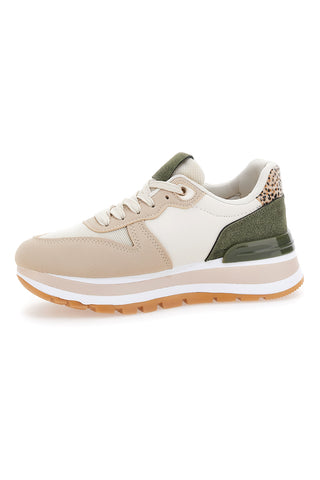 Beige und grüne Turnschuhe mit Prima Riga 461-Plattform