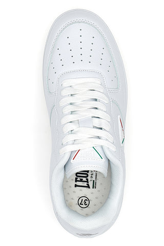 Total White Sneakers mit seitlichem Leone 33-Logo