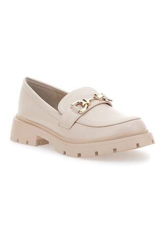 Cremefarbene Slipper mit goldenem Bit First Lady 418