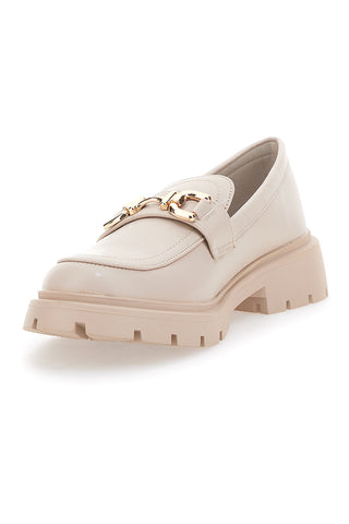 Cremefarbene Slipper mit goldenem Bit First Lady 418