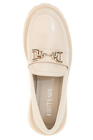 Cremefarbene Slipper mit goldenem Bit First Lady 418