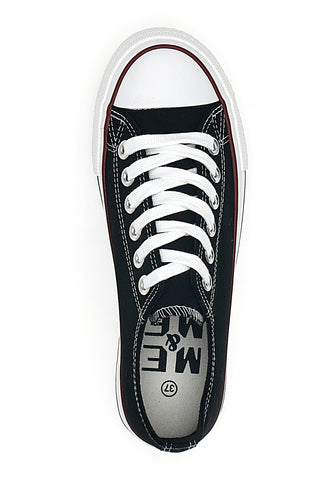 Me & Me 1828 Plateau-Hausschuhe aus schwarzem Canvas