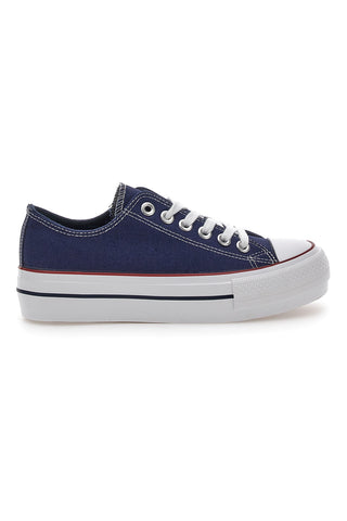 Me & Me 1878 Blaue Canvas-Sneaker mit Schnürsenkeln